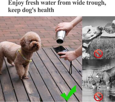 Фляга для води для собак VIVAGLORY Pawhike, 750 мл, нержавіюча сталь, портативна