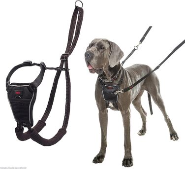 Нашийник HALTI від потягування для собак, розмір L, чорний - запобігає потягуванню, м'який, з відбиваючим матеріалом, регульований