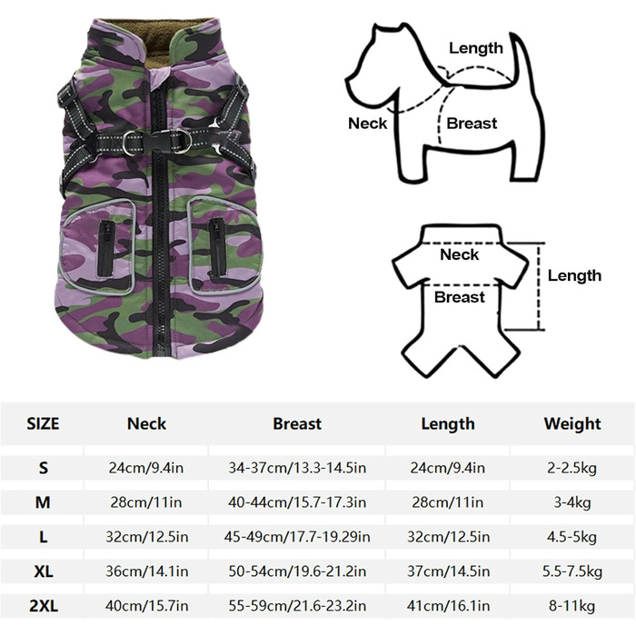 Зимова куртка для собак, світловідбиваючий одяг для собак, розмір M, жилет з інтегрованим шлейкою, одяг для домашніх тварин з світловідбиваючими смугами для маленьких та середніх собак