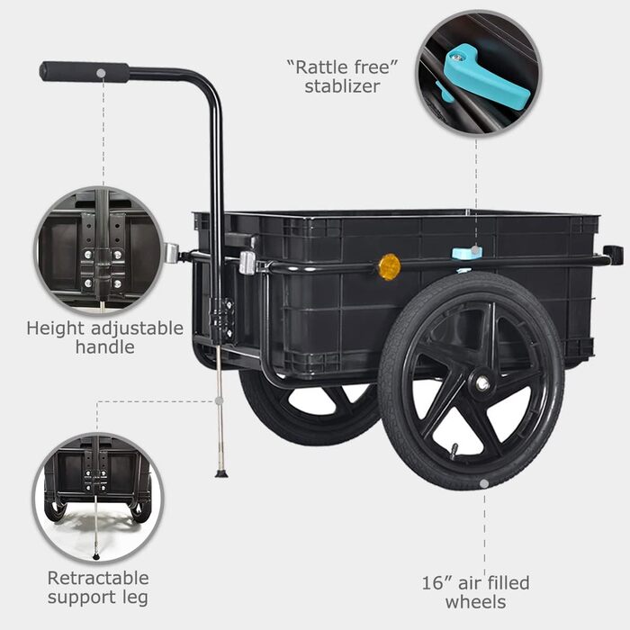 Велосипедний причіп Tiggo VS Plus з вантажною коробкою 70 літрів (причіп-вантажівка)