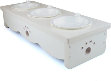 Набір мисок для котів CatS Design: кераміка та дерево, 3 шт. - годівниця для котів, миска для корму, безпечна для миття в посудомийній машині