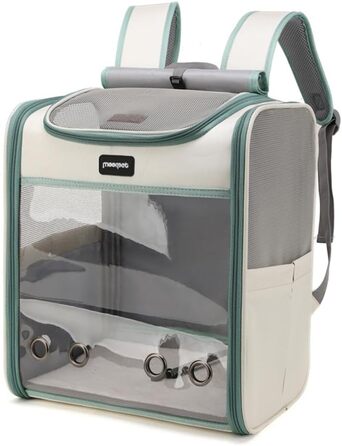 Рюкзак для тварин: переноска для собак та котів до 10 кг, дихаюча, з прозорим вікном, зелена