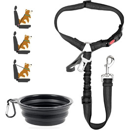 Автомобільний ремінь безпеки для собак Kelivi 3-в-1, чорний. Підходить для великих, середніх та маленьких собак. Ремінь безпеки для тварин, кріплення до підголівника, фіксація, нашийник.