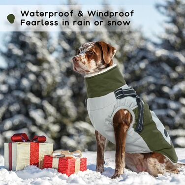 Тепла флісова куртка для собак великих порід, зимова водонепроникна куртка для собак, теплий одяг для собак, військово-зелений (XL)