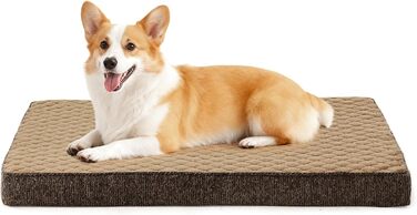 Ортопедичне ліжко для собак JOEJOY, малі породи, м'яке, з антиковзною основою, 61x43x9 см (Колір: Коричневий)