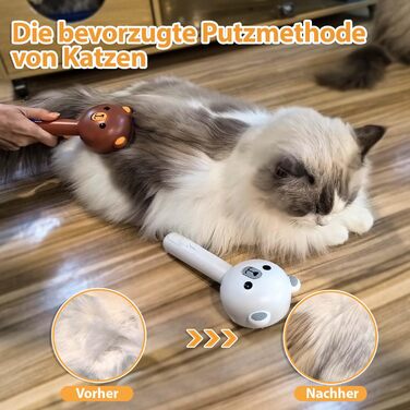 Парфумерна щітка для котів з розпилювачем, 4-в-1: видалення шерсті, масаж, розпилення, самоочищення, водонепроникна IPX7, для котів та собак, білий/коричневий колір