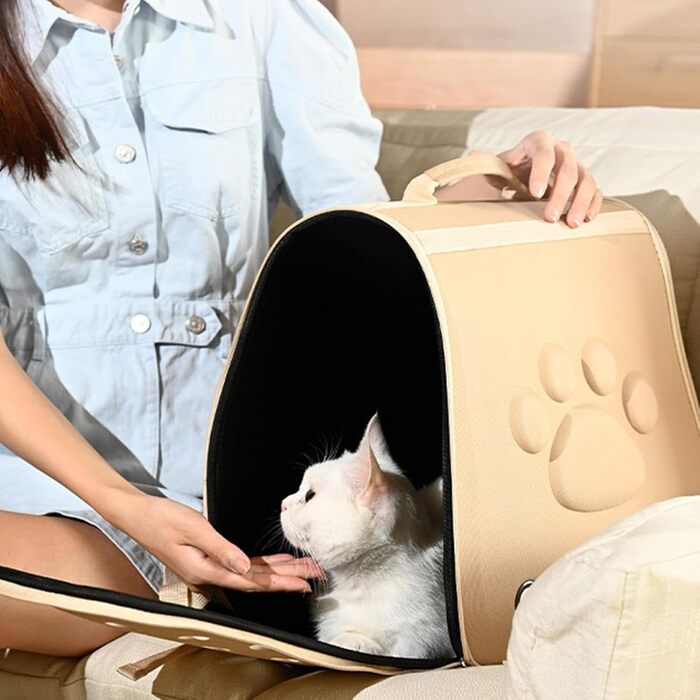 Сумка-переноска для тварин: дихаюча переноска для котів та собак | Легка, легко очищувана, міцна (Хакі)