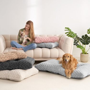 Килимок для собак великих порід EHEYCIGA, 119x73 см, XXL, штучне хутро та льон, сірий, 119 x 73 x 10 см