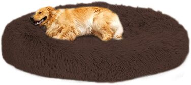 Кругле ліжко для собак Loir Fluffy, 110 см, коричневе, м'яке, плюшеве, для глибокого сну