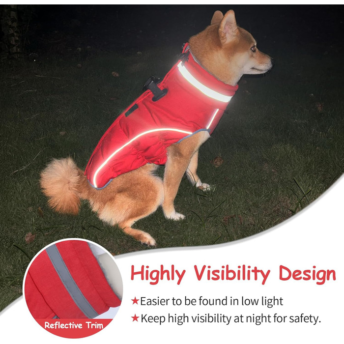 Водонепроникний та вітронепроникний теплий накидка для собак, розмір M, червоний. Підходить для цуценят та маленьких/великих собак, з інтегрованим повідком. (Getaway Solids)