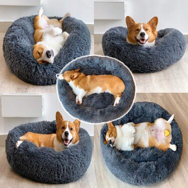 Ортопедичне круглі ліжко для собак XL: м'яке, кушетка з Memory Foam для великих собак (Лабрадор, Граунд). Можливість прання. Сірий колір.