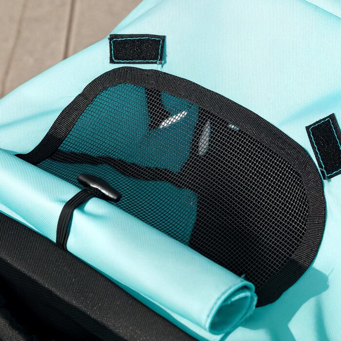 Візок для собак та котів PawHut, розкладний, до 10 кг, з великими колесами та підстилкою (Турквіс)