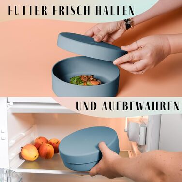 Миска для собак Ne&no® Silikon 1200 мл з кришкою | для маленьких та середніх собак | нержавіюча сталь, синій | не слизька, комплект миска та кришка