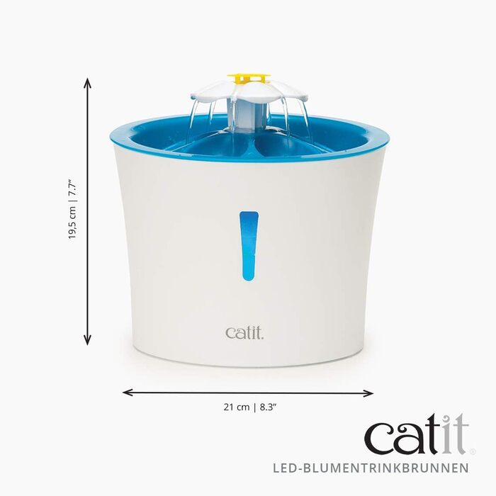 Автоматичний фонтан для котів Catit Flower з LED, 3 л, білий/синій