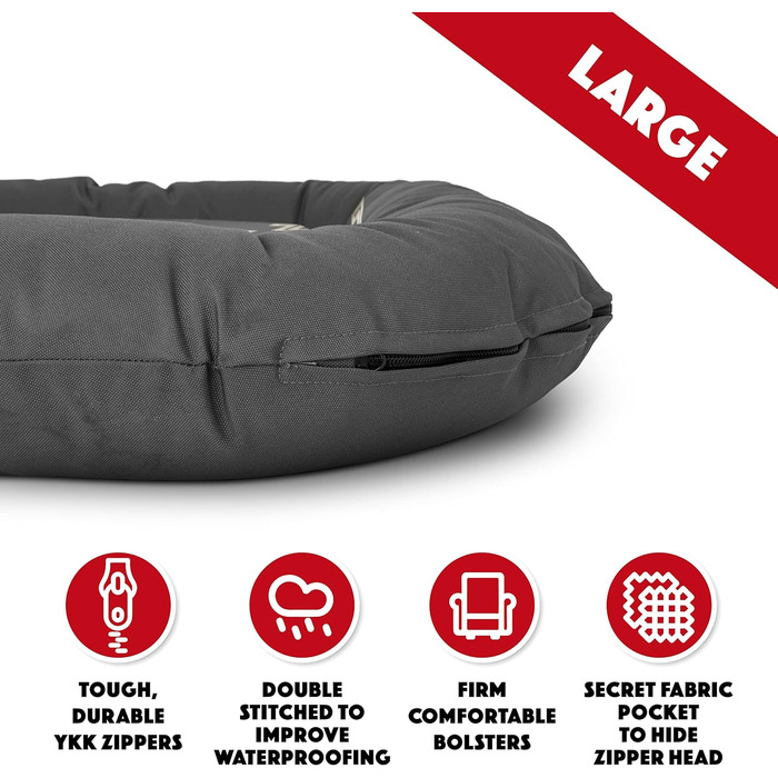 Лежанка для собак, велика, 100 x 70 см, водонепроникна, з міцною блискавкою YKK, знімний чохол