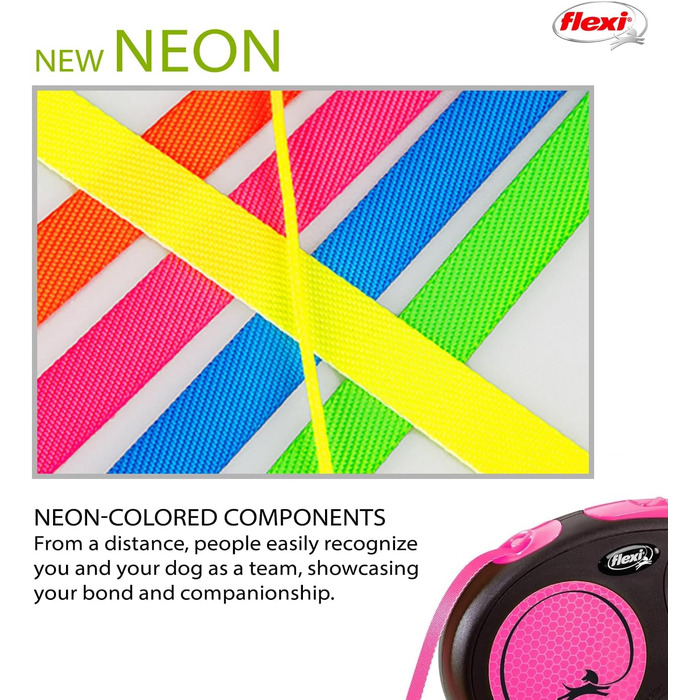 Повідок-рулетка Flexi New Neon рожевий M, 5 м, для собак