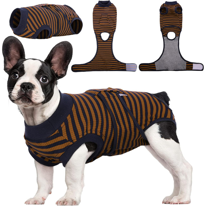 Тіло для собак після операції, захист від лизання, дихаючий боді для собак, XS, коричневий (1 шт.)