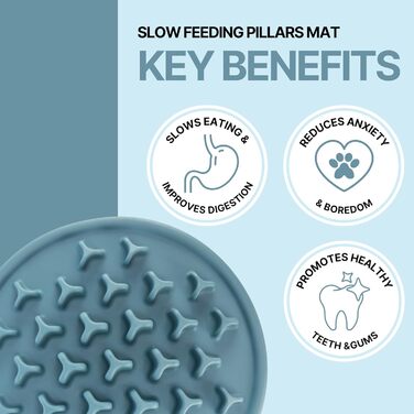 Таця для повільного годування TRIXIE Slow Feeding Anti Schling Matte Pillars, Ø 35 см, блакитна