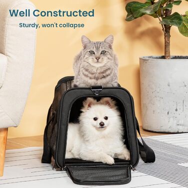 Транспортна сумка для собак та котів Petsfit, чорна, складана, дихаюча