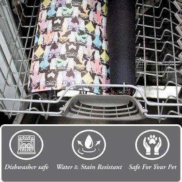 Нековзаюча килимок під миску для корму кота/собаки, водонепроникний, Dead Set Studio #2