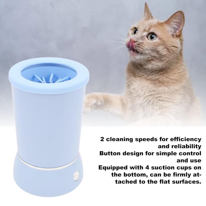 Автоматичний очищувач лап для собак, портативний миючий стаканчик з м'якою силіконовою щіткою, машина для миття лап, силіконові щетинки (BLUE)
