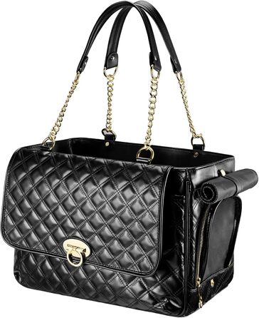 Сумка-переноска для собак NewEle Fashion, чорна, для маленьких собак до 4.5 кг, з великими кишенями, схвалена для перевезення авіакомпаніями