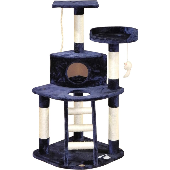 Когтеточка для котів Go Pet Club з будиночком, 63,5x81,3x120,7 см, синя