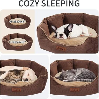 Кругле ліжко для котів та маленьких собак, зручне, з антиковзким покриттям Twill, коричневе, машинне прання