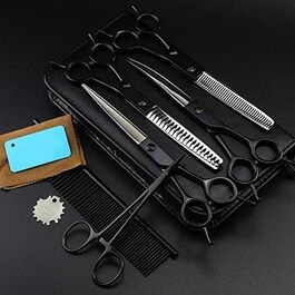 Фелшерські ножиці QUNINE для собак та котів: професійні, з чорної нержавіючої сталі, для грумінгу та витончення шерсті