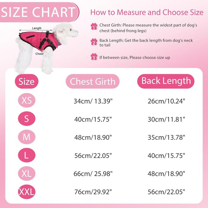 Теплий зимовий одяг для собак: куртка з інтегрованим дзвоником, рожево-рожевий (L)