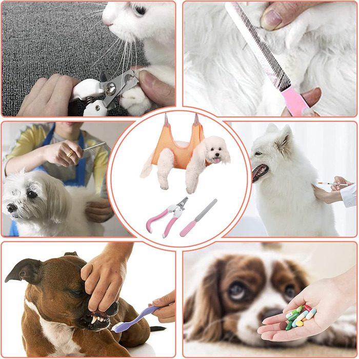 Набір для догляду за собаками та котами Allazone: гамак, триммер, щітка, інструмент для стрижки нігтів, аксесуари для купання (помаранчевий)