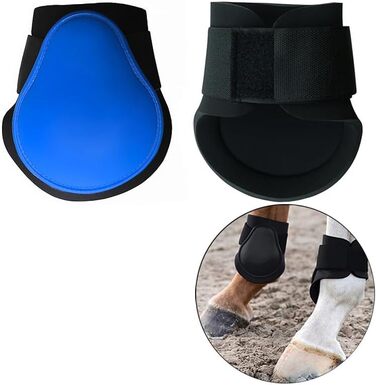 Гетри для коней Merauno® 4 шт. Комплект гетрів для передніх та задніх ніг з жорсткою оболонкою та клямками для жінок та чоловіків. Міцні, еластичні чоботи для сухожиль, класичні (L, синій)