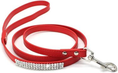 Набір собачого ошейника та повідка з блискітками ETOPARS, ошийник та повідка для собак та котів (Червоний, M)