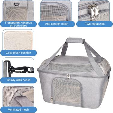 Транспортна переноска для котів та собак, складана переноска-мішок, переноска для тварин з регульованим плечовим ременем, схвалена авіакомпаніями