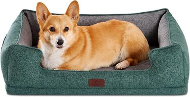 Ортопедичне собаче ліжко Hollypet для середніх собак, зелене, 81.3 x 61.3 x 32 x 24 см. Знімний, водонепроникний, миючий чохол та антиковзаюча підкладка.