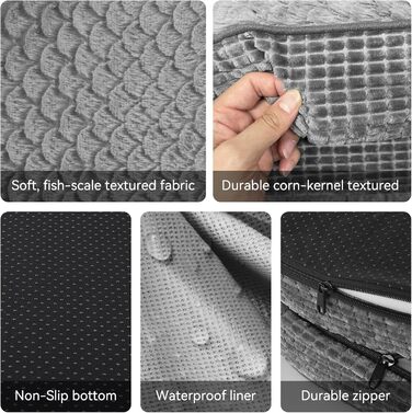 Ортопедичне ліжко для собак JOEJOY, диван для великих тварин, з підтримкою піною з ефектом пам'яті, чотиристороння подушка для шиї, розмір M (28'x 23'x 6.5') (71 x 58 x 17 см, сірий)