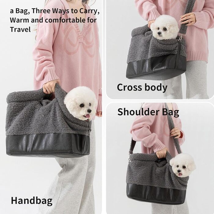 Транспортна сумка для кота/собаки Husoiuy | Водонепроникна сумка-переноска для зимового використання | З кріпленням на ремінь безпеки | Для маленьких та середніх порід | Сіра