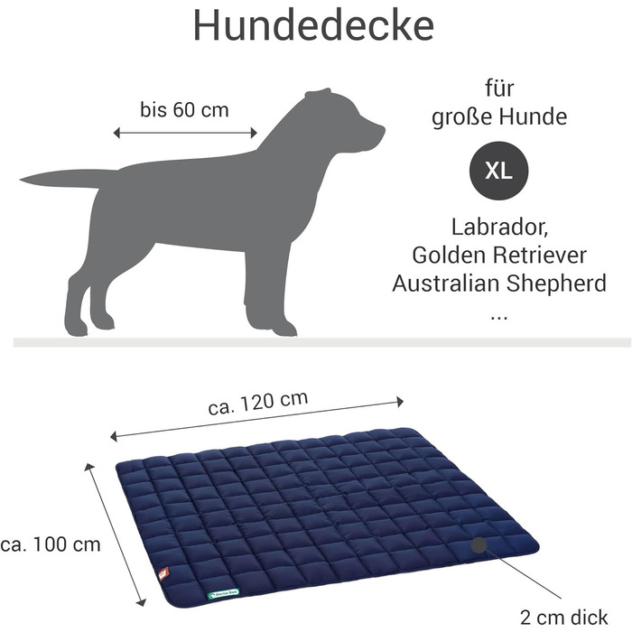 М'яка якісна лежанка для собак Doctor Bark, розмір M (80x70 см), K&ouml;nigsblau (Королівський блакитний), витривала, для дому та вулиці, пральна до 95°C