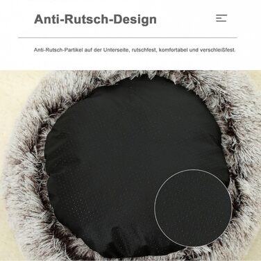 Кругле ліжко для собак та котів Freyamy Ø60 см, напівзакрите з капюшоном, тепле, зручне, коричневе, М