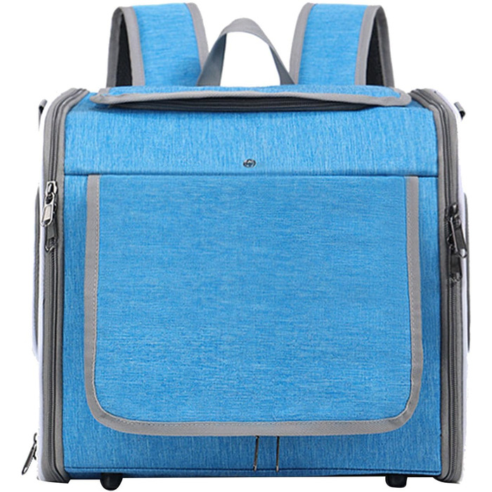 Клітка-переноска для собак та котів Asixxsix на велосипед, розширювана, складна, водовідштовхувальний матеріал Oxford, до 8 кг (Сірий, Блакитний)