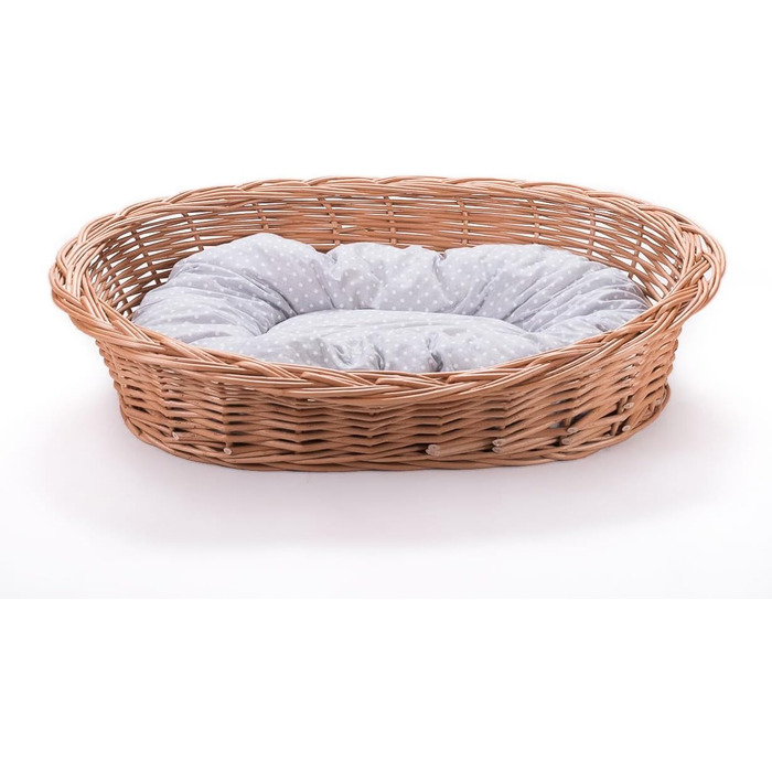 Вільхове ліжко для собак та котів - зручне та стильне, 58x42x15 см, сіре в горошок
