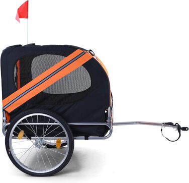 Причіп для велосипеда для собак, складний, до 40 кг, помаранчево-чорний