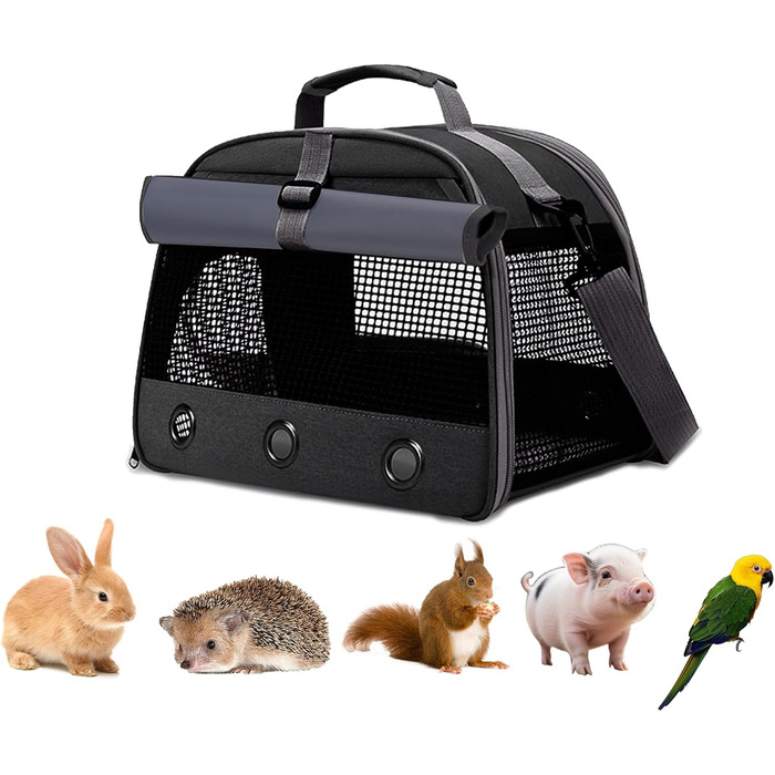 Транспортна переноска для дрібних тварин APKOL, переноска для морських свинок, кроликів, хом'яків, їжаків, (чорна)