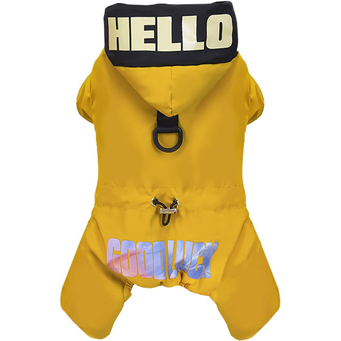 Зимовий теплий водонепроникний одяг для собак: куртка-комбінезон для маленьких та середніх собак та котів, XL (довжина спини 32 см), Зелений, Жовтий (XXL: довжина спини 37 см)