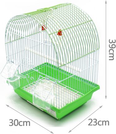 Клітка для птахів BPS металева з годівницею та поїлкою, мала, 30x23x39 см, кольори асорті