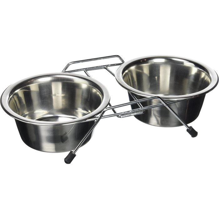 Підставка для мисок для тварин Kerbl, 2x1800 мл, нержавіюча сталь, для котів та собак