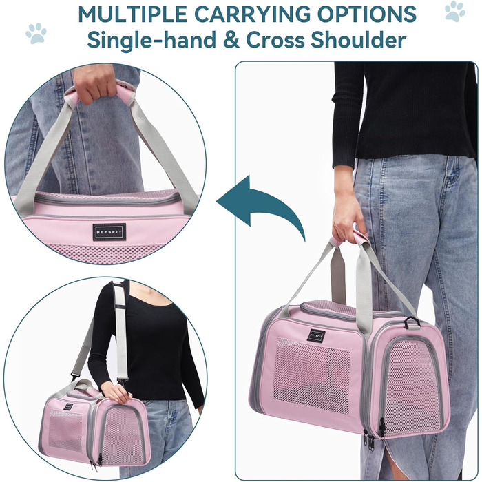 Транспортна переноска для котів та маленьких собак Petsfit, рожева, S