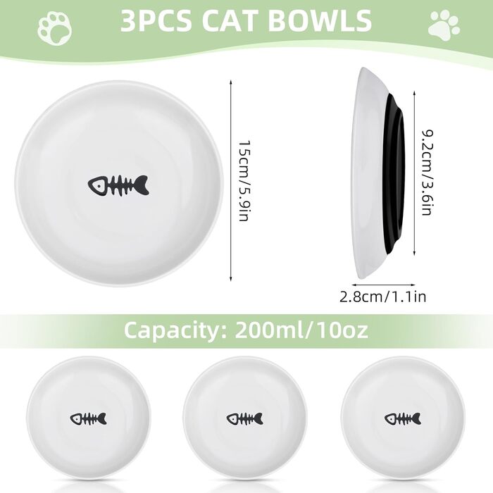 Набір мисок для котів Otauoaea Katzennapf Keramik, 6 шт. з антиковзким дном, для полегшення втоми вусів, миски для котів та собак