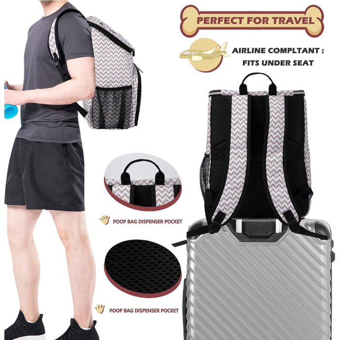 BAGLHER Рюкзак для собак, переноска для подорожей, переноска для тварин, рюкзак для корму для собак, 2 миски, (Blw)