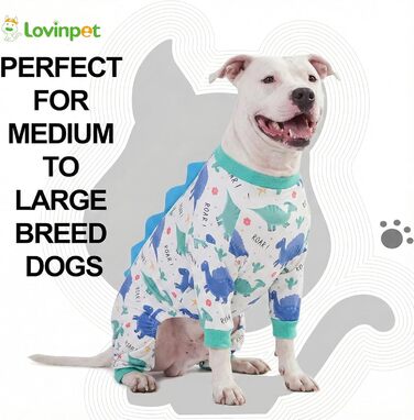 Піжама LovinPet для великих собак, чотирилапа, еластична, з захистом від сонця UV, анти-протікання, заспокійливий післяопераційний костюм для собак, для середніх та великих порід, зелено-помаранчевий / зелений / помаранчевий (білий / блакитний, розмір L)